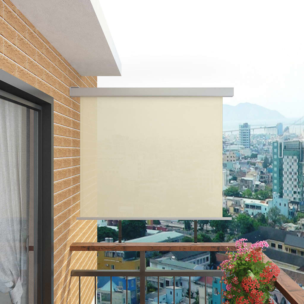 vidaXL balkona sānu markīze, krēmkrāsā, 150x200 cm, daudzfunkcionāla