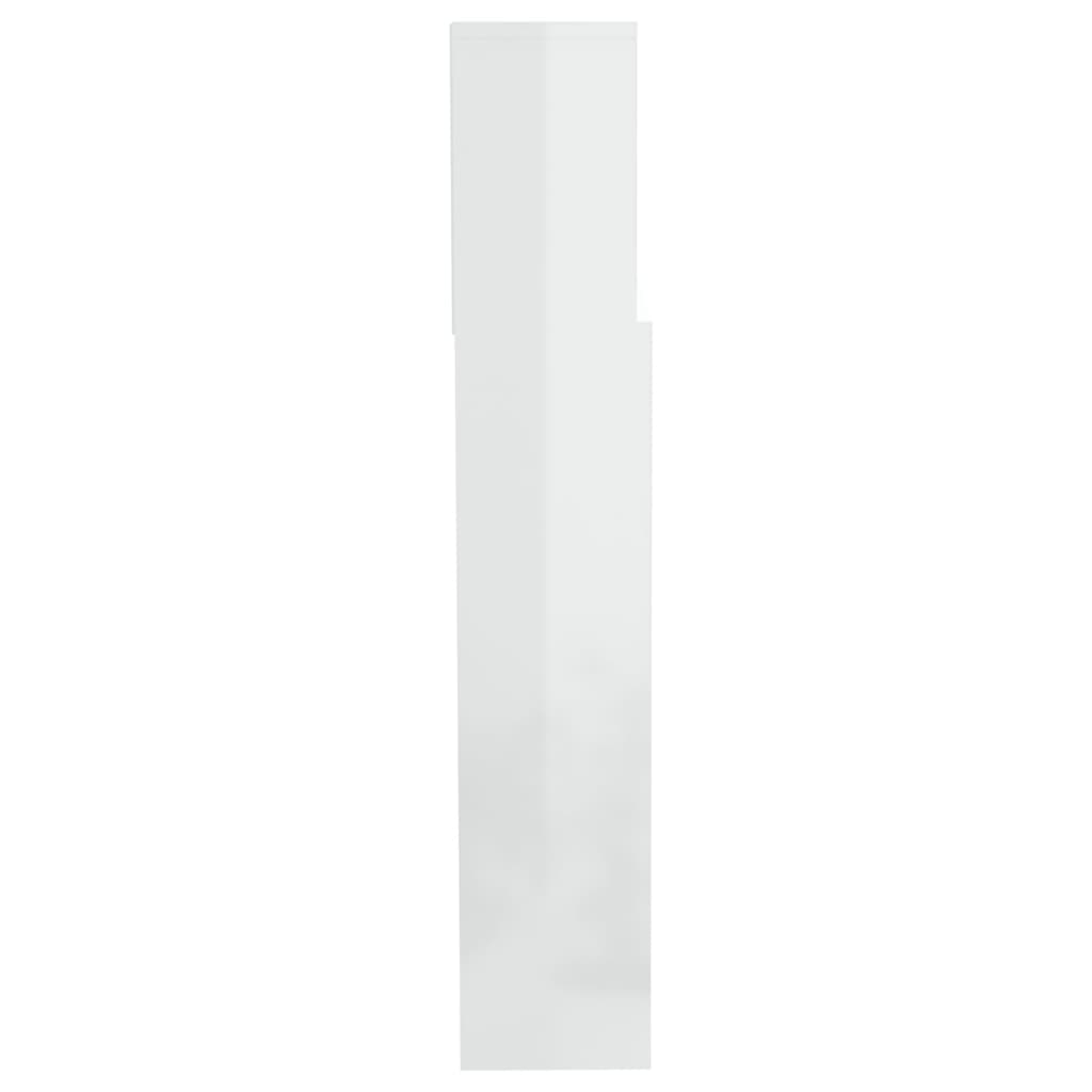 vidaXL gultas galvgalis ar plauktu, spīdīgi balts, 200x19x103,5 cm