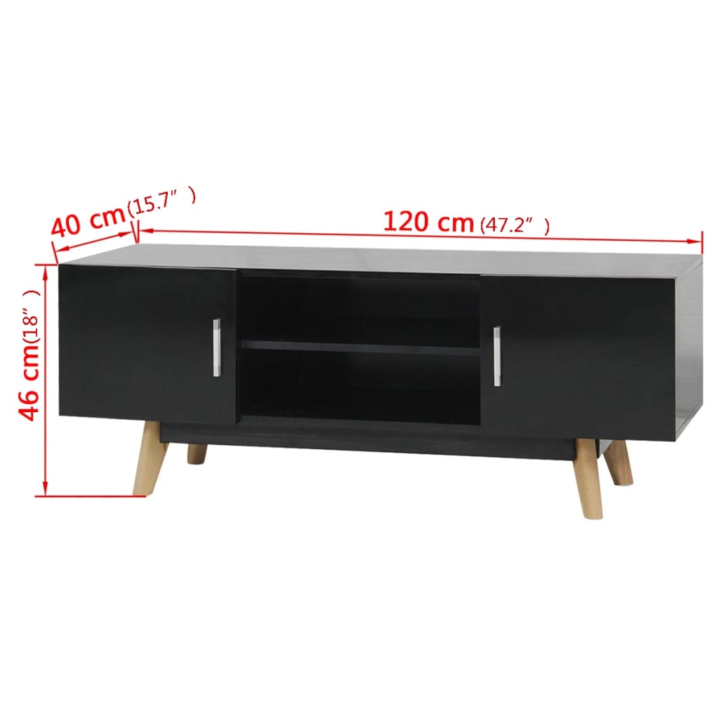 vidaXL spīdīgs TV galdiņš, 120x40x46 cm, MDF