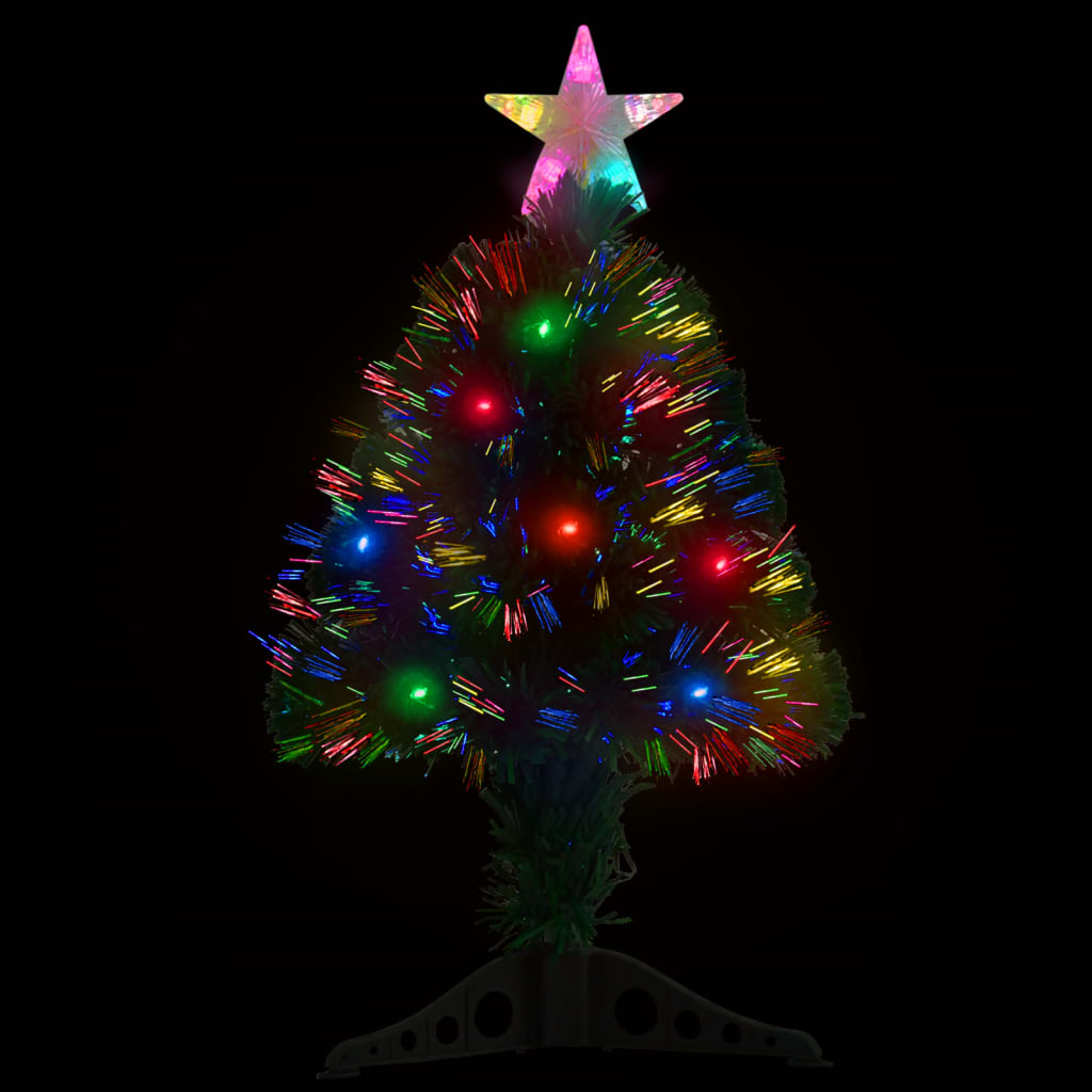 vidaXL izgaismota Ziemassvētku egle ar statīvu, 64 cm, optiskā šķiedra