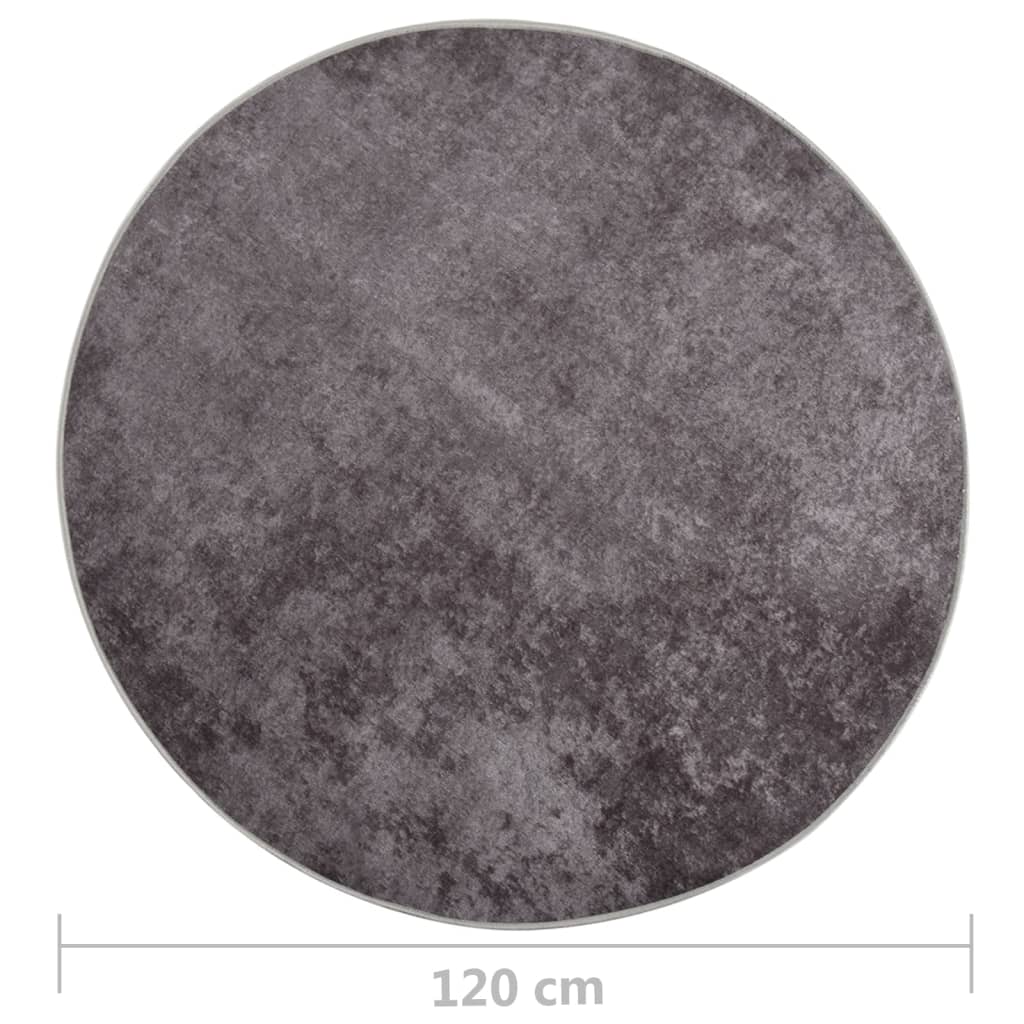vidaXL paklājs, φ 120 cm, mazgājams, neslīdošs, pelēks