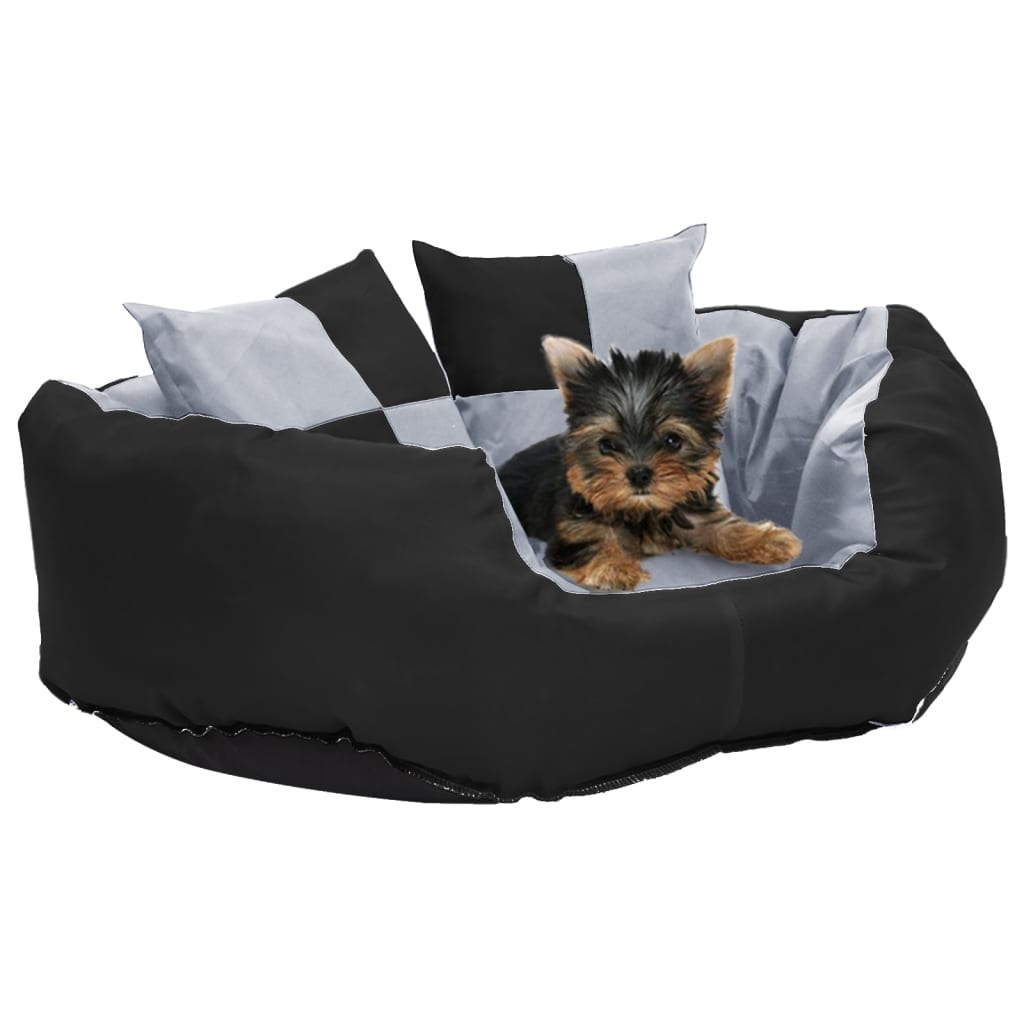 vidaXL suņu matracis, pelēks ar melnu, divpusējs, 65x50x20 cm