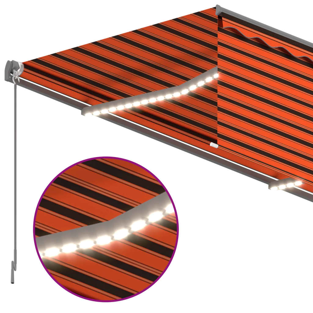 vidaXL izvelkama markīze ar žalūziju un LED, 3x2,5 m, oranži brūna