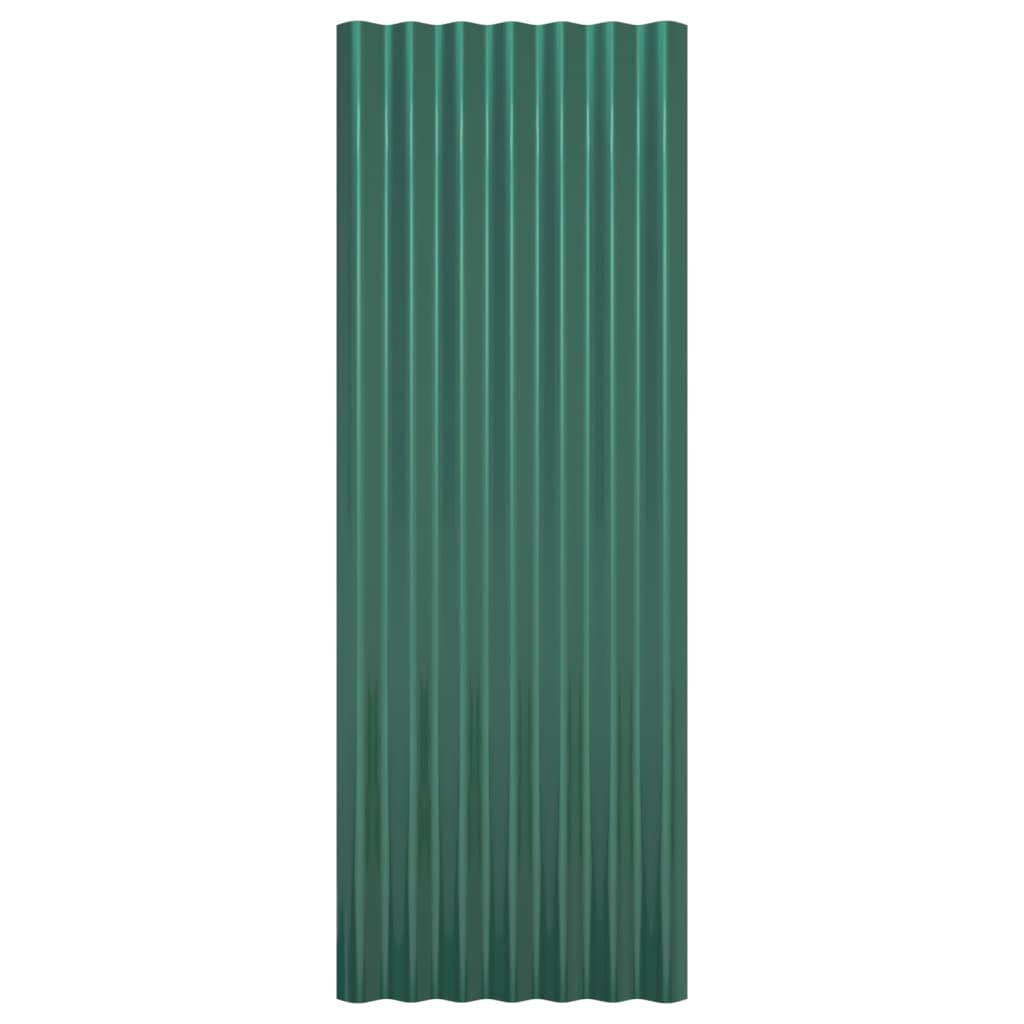 vidaXL jumta paneļi, 12 gab., pulverkrāsots tērauds, zaļi, 100x36 cm
