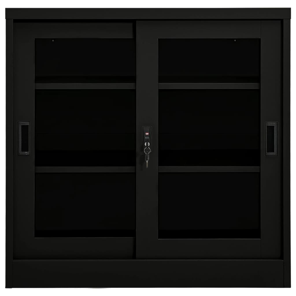 vidaXL skapītis ar bīdāmām durvīm, 90x40x90 cm, melns, tērauds