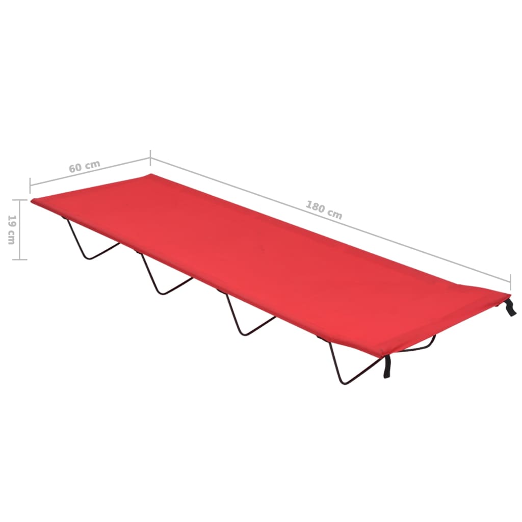 vidaXL kempinga gulta, 180x60x19 cm, sarkans oksforda audums