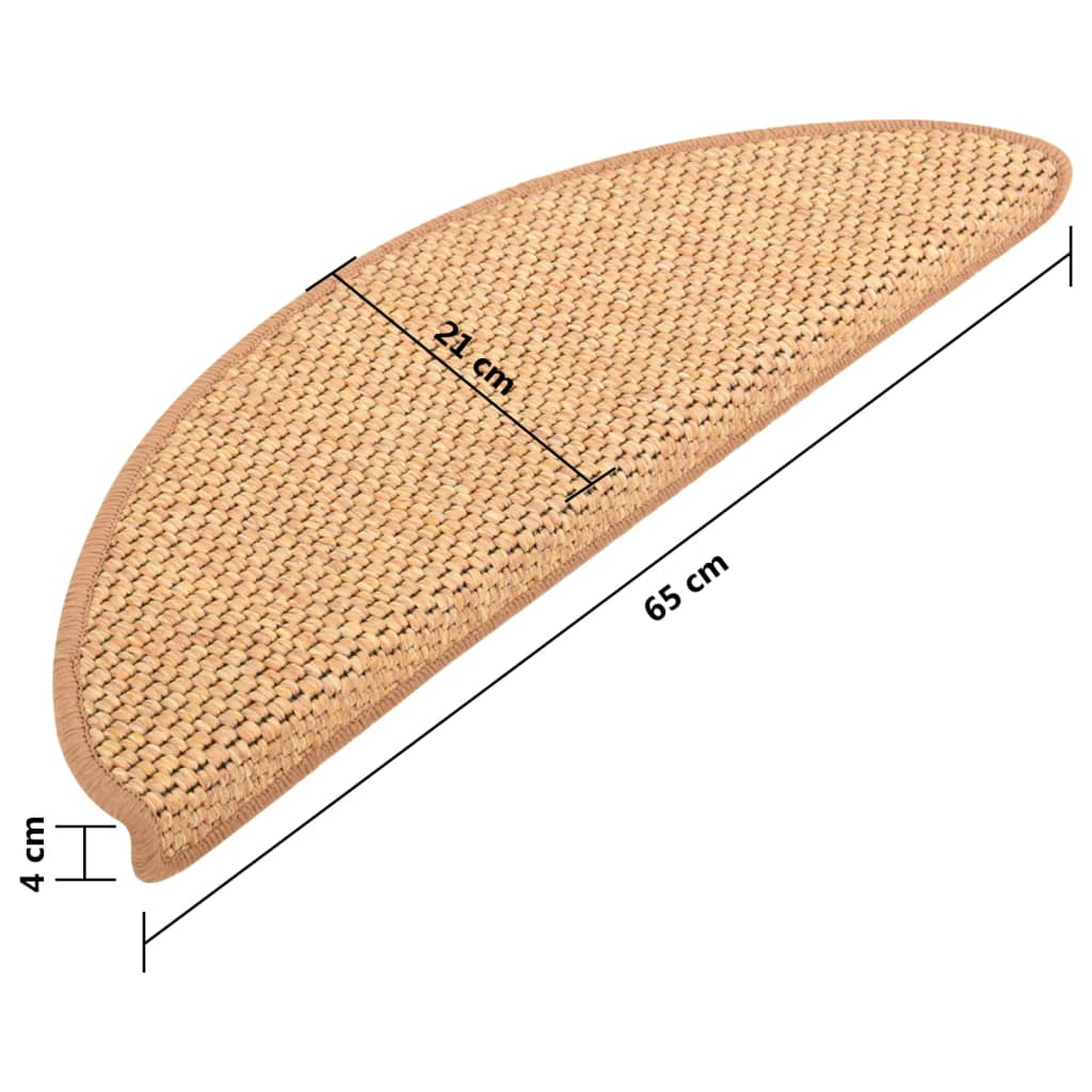 vidaXL kāpņu paklāji, 15 gab., pašlīmējoši, 65x21x4 cm, oranži