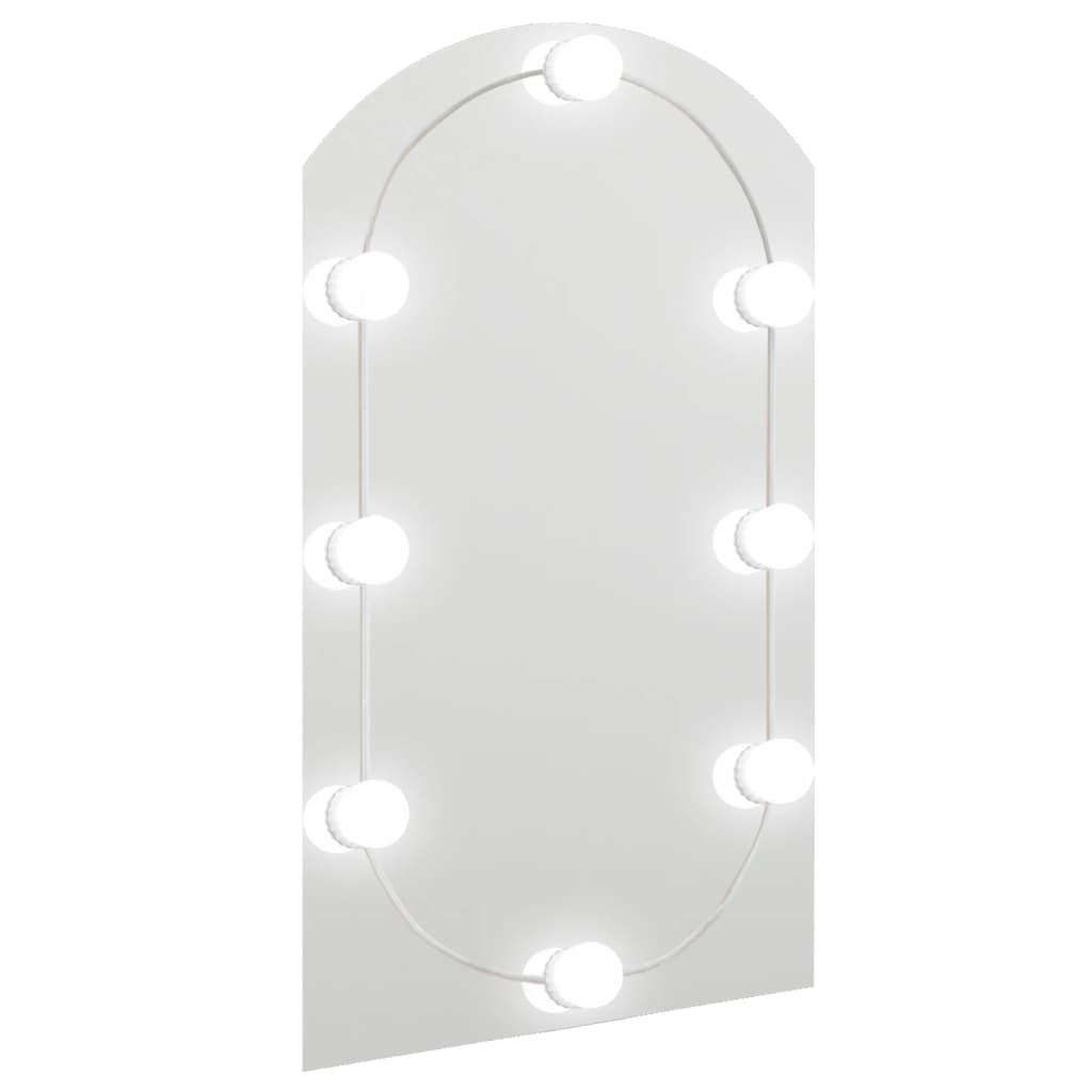 vidaXL spogulis ar LED gaismām, 70x40 cm, stikls, arkas forma