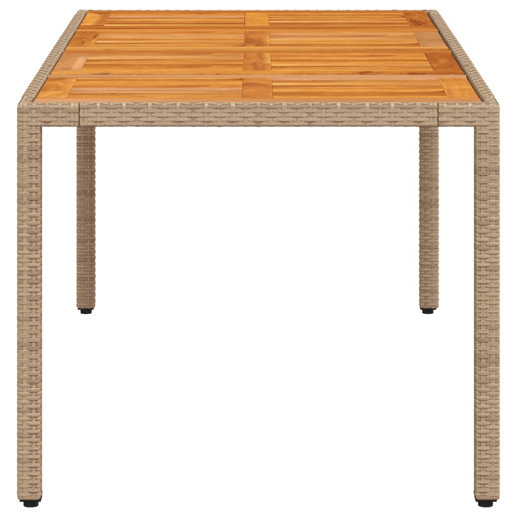 vidaXL dārza galds, bēšs, 190x90x75 cm, PE rotangpalma, akācijas koks