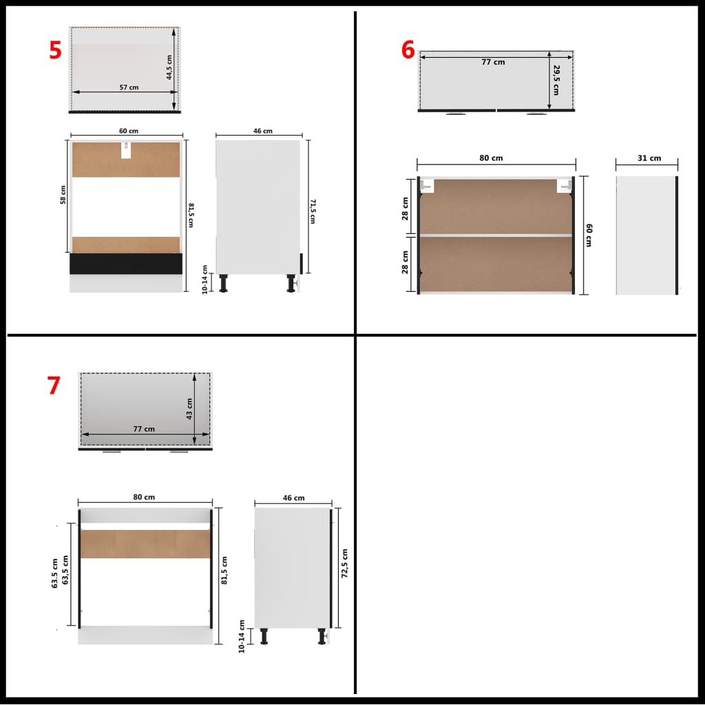 vidaXL 7-daļīgs virtuves skapīšu komplekts, melns, kokskaidu plāksne
