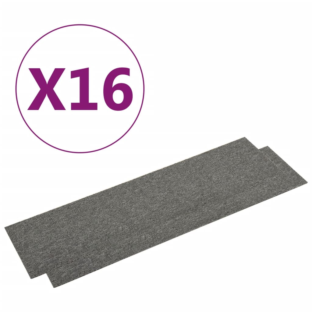 vidaXL paklājflīzes, 16 gab., 4 m², 25x100 cm, pelēkas