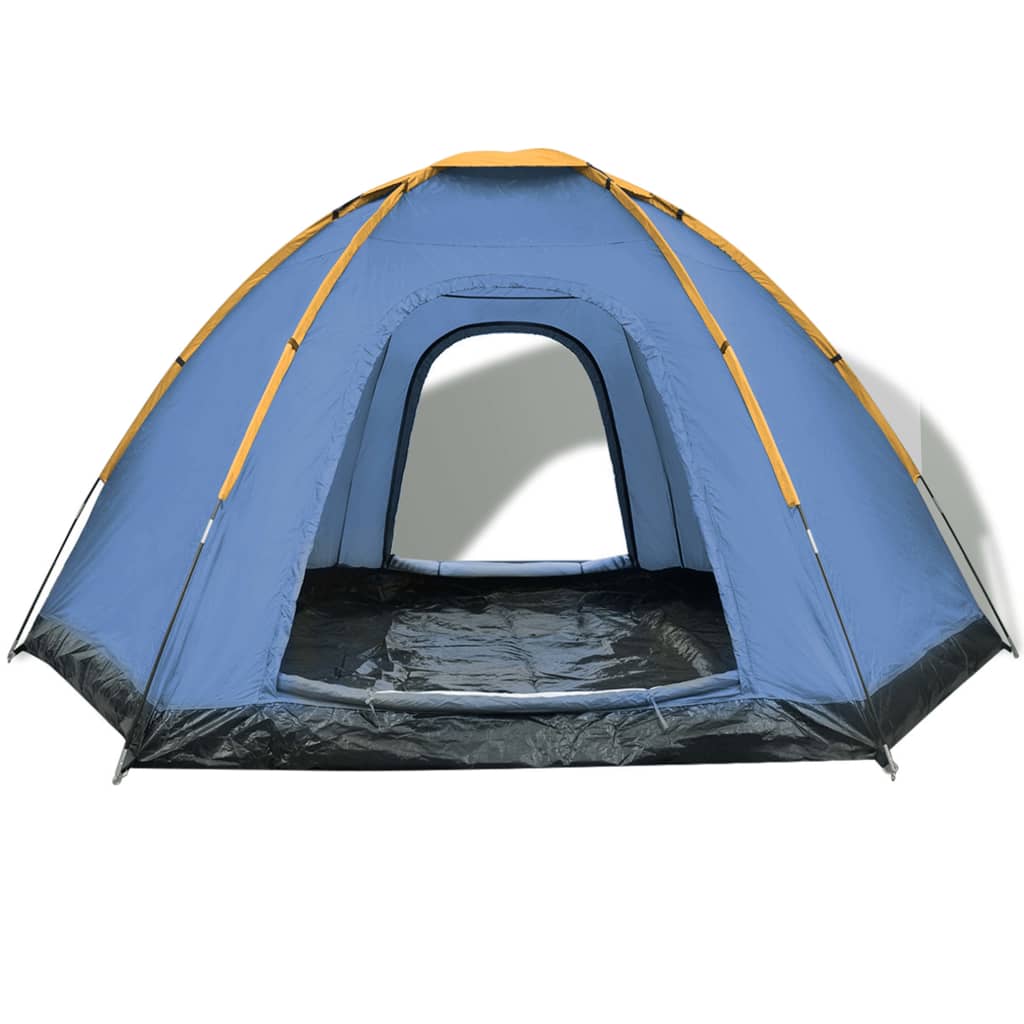 vidaXL telts 6 personām, zila ar dzeltenu