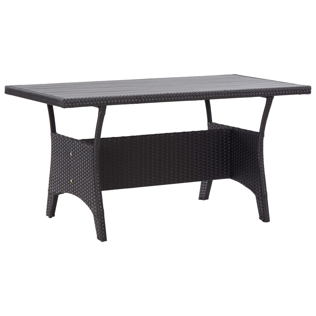 vidaXL dārza galds, melns, 130x70x66 cm, PE rotangpalma