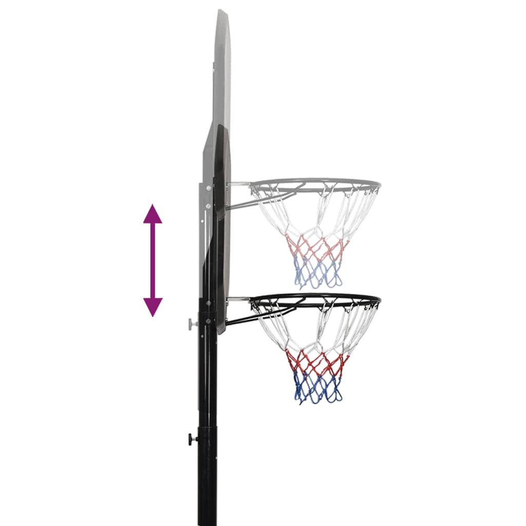 vidaXL basketbola statīvs, melns, 258-363 cm, polietilēns