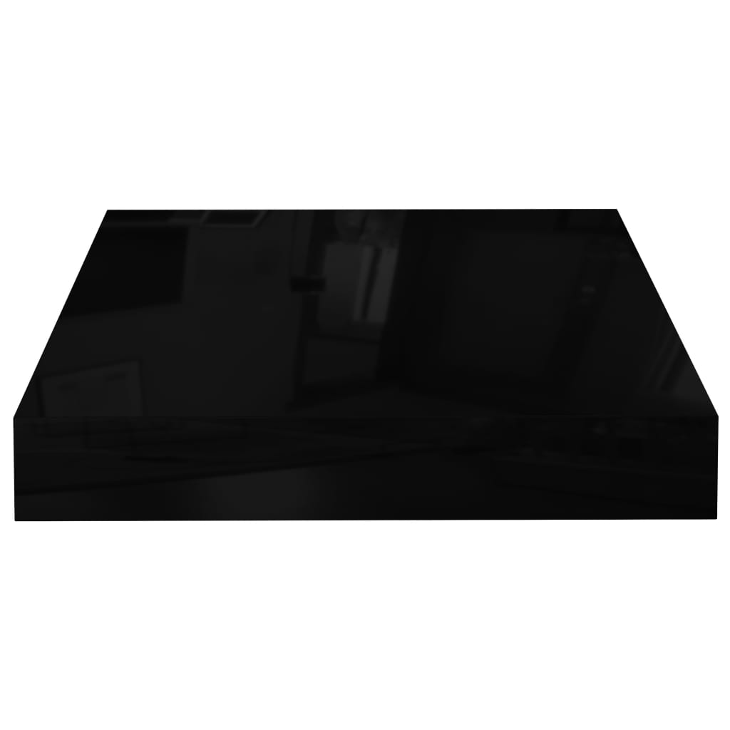 vidaXL sienas plaukts, spīdīgi melns, 23x23,5x3,8 cm, MDF