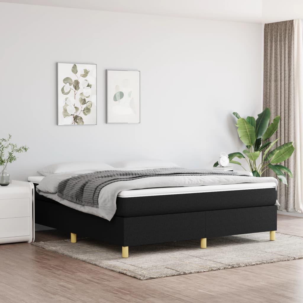 vidaXL gultas rāmis, melns, 180x200 cm, audums