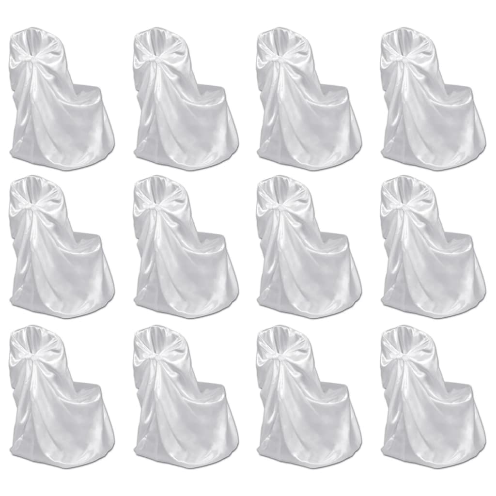 vidaXL krēslu pārvalki kāzu banketiem, 12 gab., balti