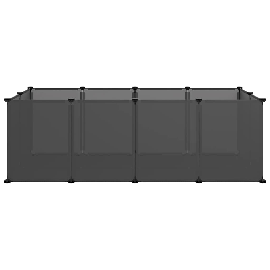 vidaXL mazu mājdzīvnieku sētiņa, melna, 144x74x46,5 cm, PP un tērauds