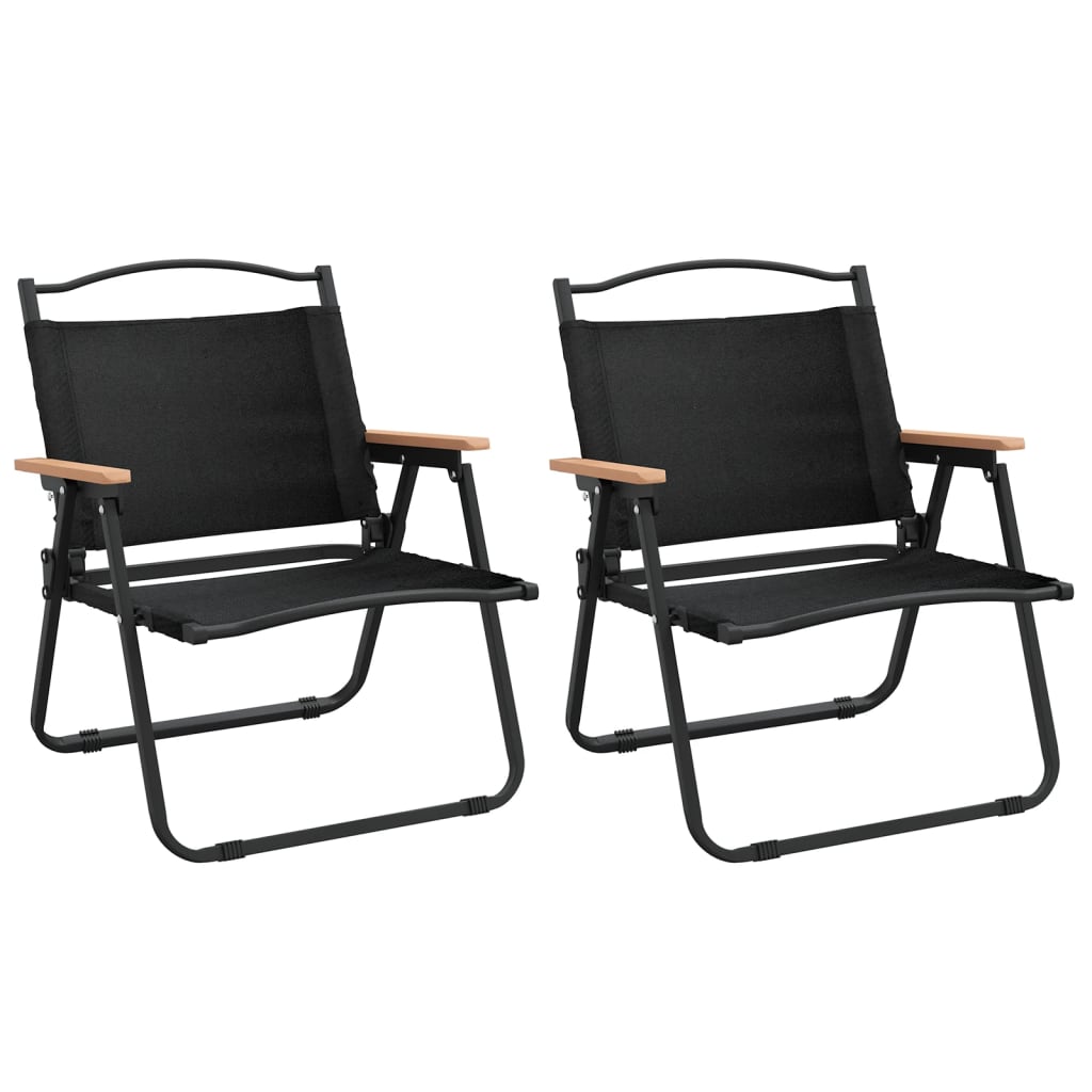 vidaXL kempinga krēsli, 2 gab., melni, 54x43x59 cm, Oksfordas audums