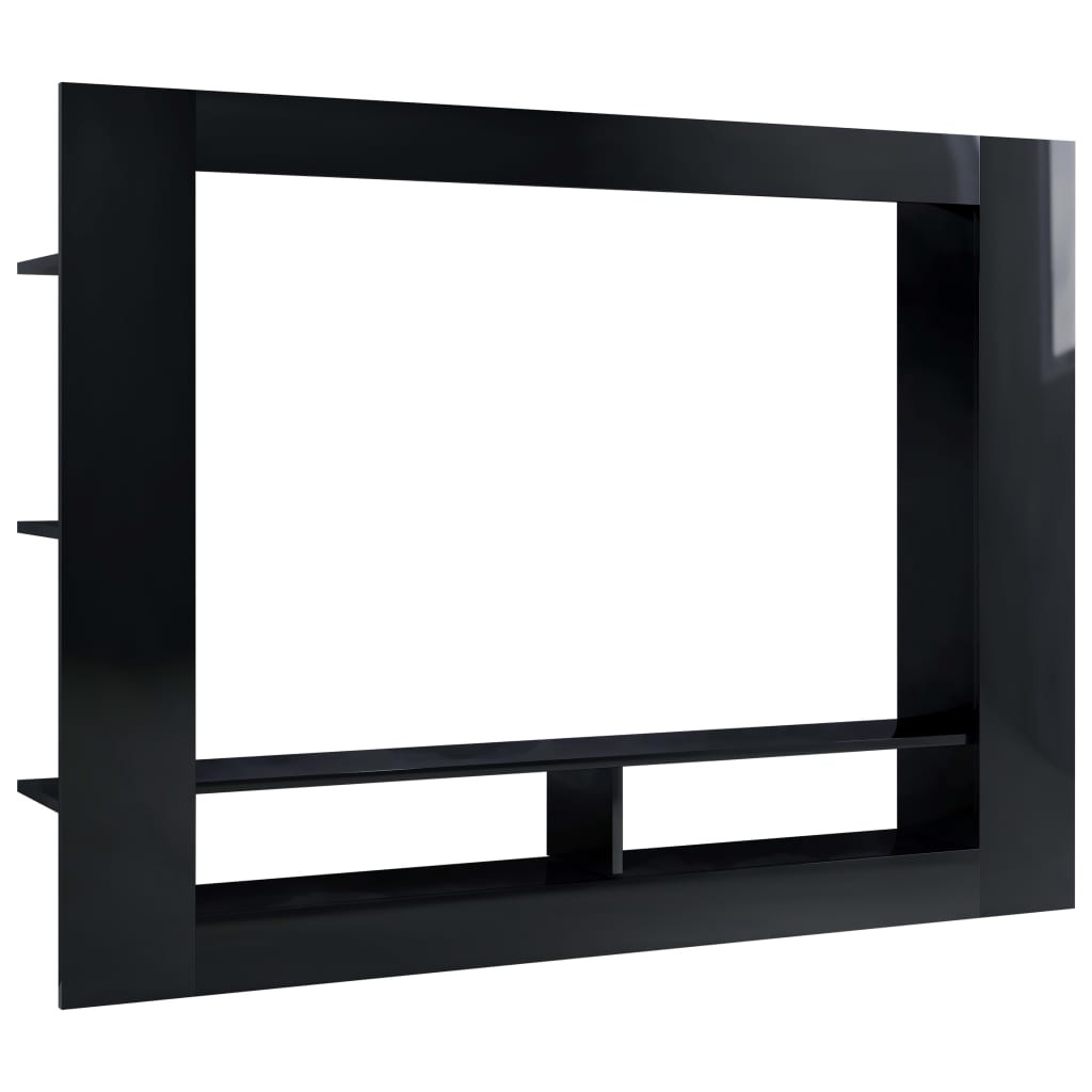 vidaXL TV skapītis, 152x22x113 cm, spīdīgi melna skaidu plāksne