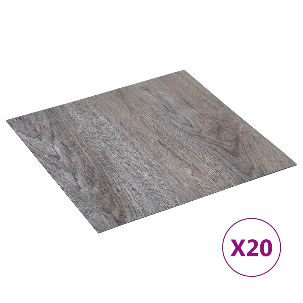 vidaXL grīdas flīzes, 20 gb., pašlīmējošas, 1,86 m², PVC, gaiši brūnas