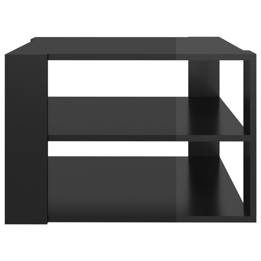 vidaXL kafijas galdiņš, 60x60x40 cm, spīdīgi melns, skaidu plāksne