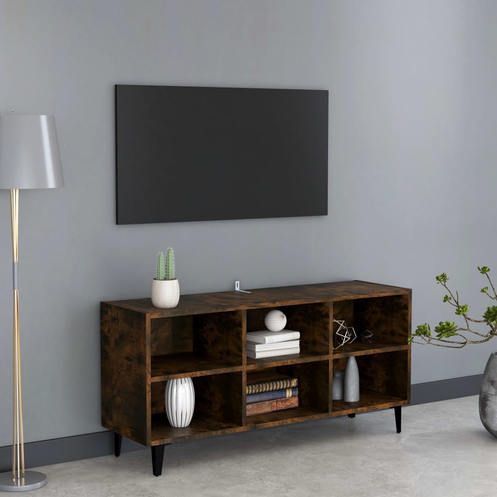 vidaXL TV plaukts ar metāla kājām, ozolkoka krāsa, 103,5x30x50 cm