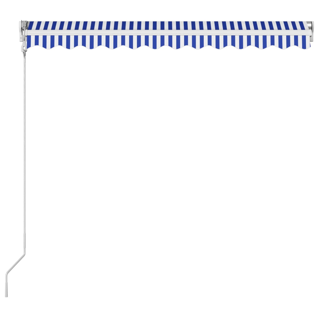 vidaXL izvelkama markīze, 350x250 cm, automātiska, zila ar baltu