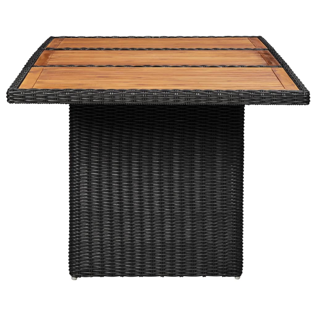 vidaXL dārza galds, 200x100x74 cm, melna PE rotangpalma