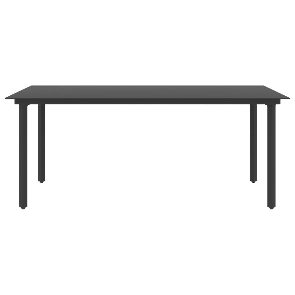 vidaXL dārza galds, melns, 190x90x74 cm, tērauds un stikls