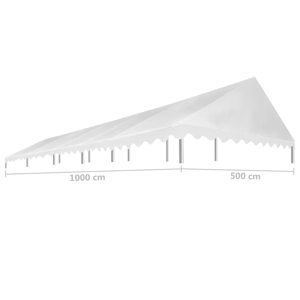 vidaXL dārza nojumes jumts, 5x10 m, balts, 450 g/m²