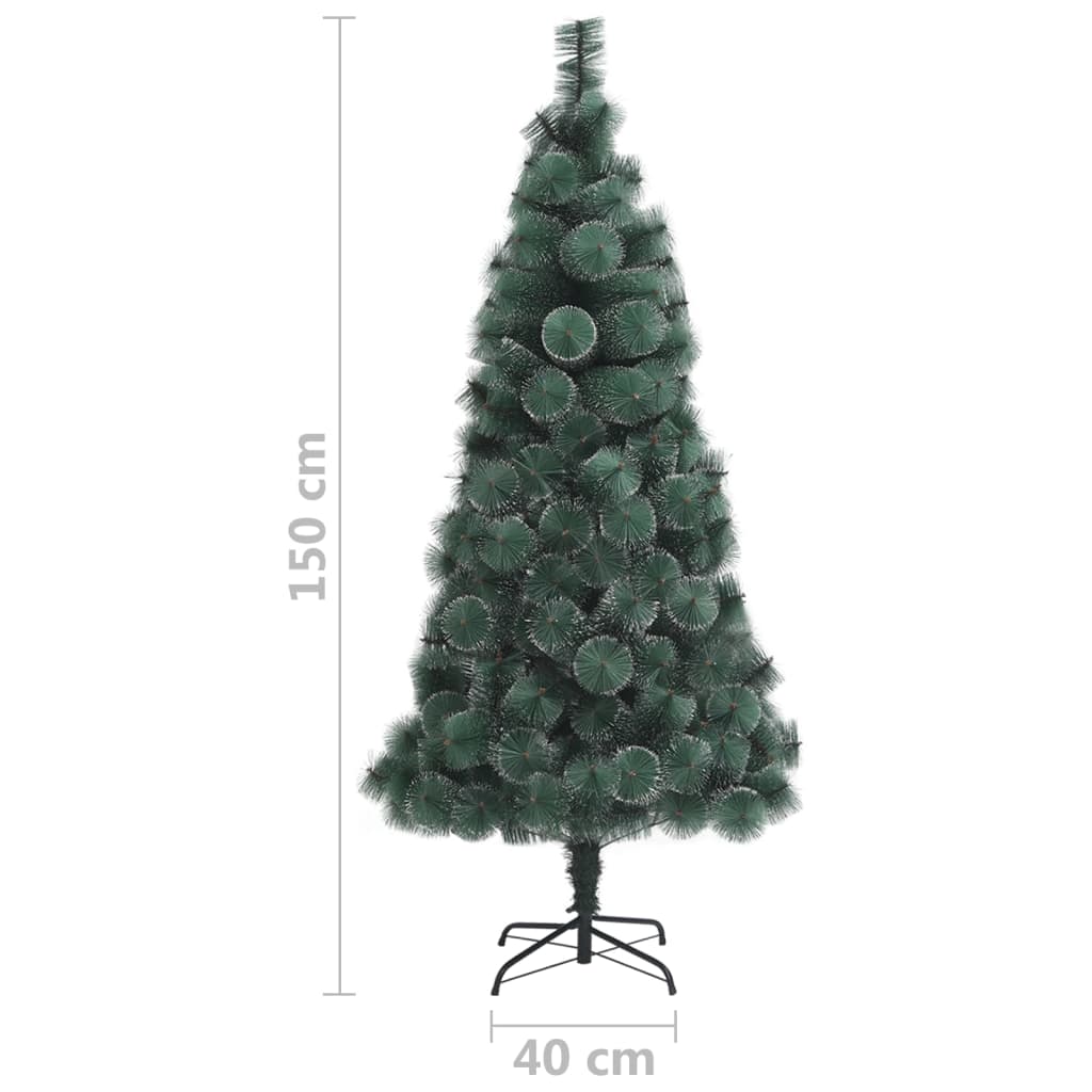 vidaXL mākslīgā Ziemassvētku egle, LED un rotājumi, 150 cm, PVC un PE