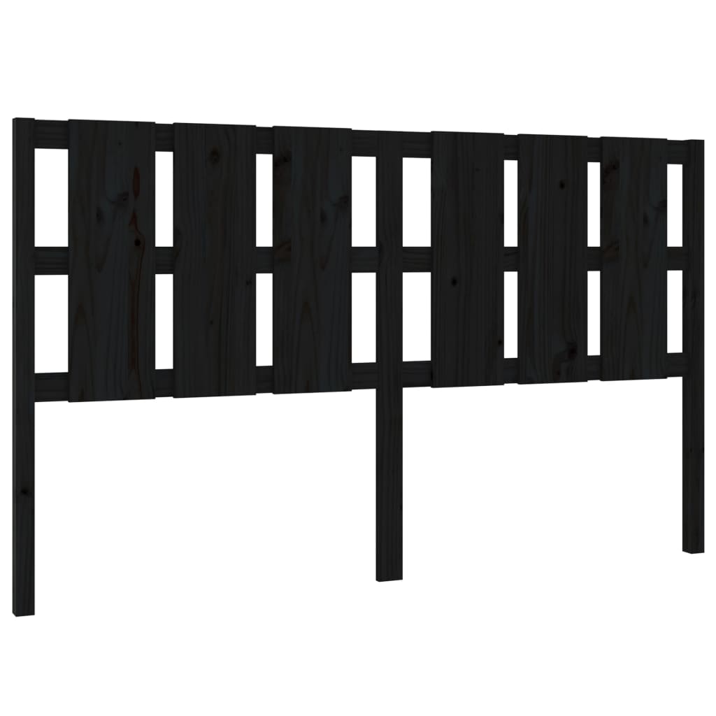 vidaXL gultas galvgalis, melns, 185,5x4x100 cm, priedes masīvkoks