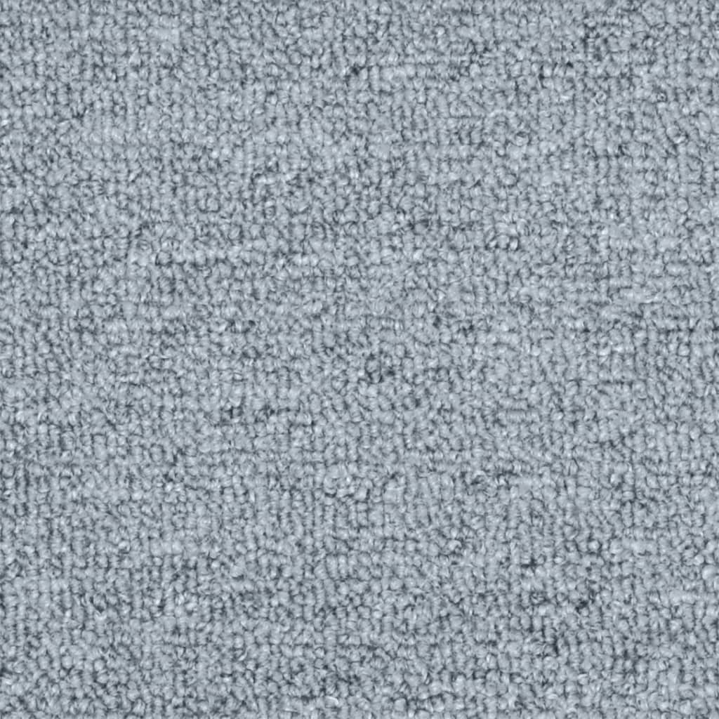 vidaXL kāpņu paklāji, 15 gab., 65x24x4 cm, gaiši pelēki ar zilu