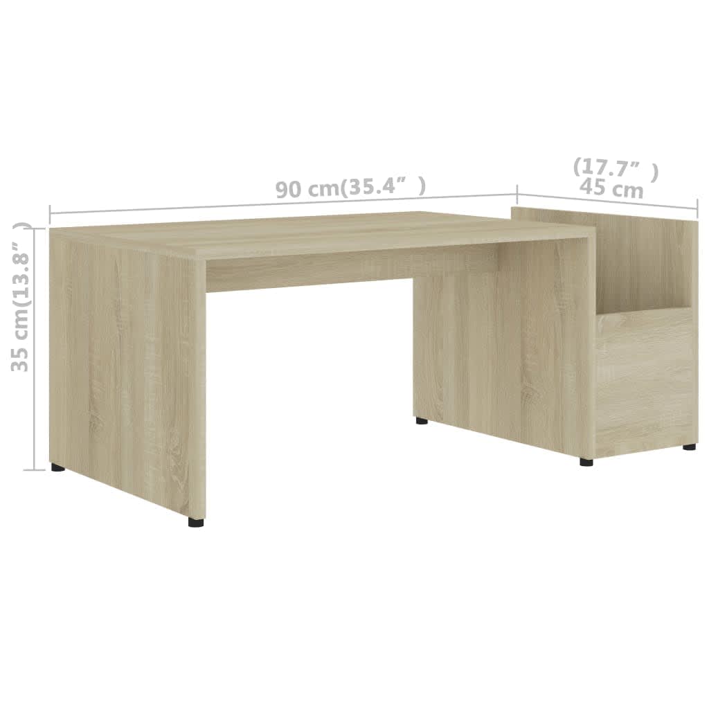 vidaXL kafijas galdiņš, ozolkoka krāsā, 90x45x35 cm, skaidu plāksne