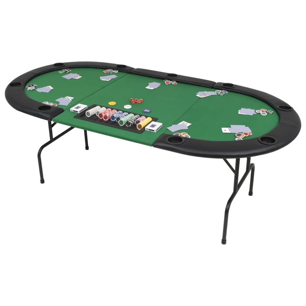 vidaXL pokera galds, salokāms, 10 spēlētājiem, ovāls, zaļš
