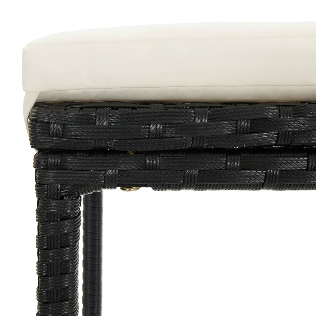 vidaXL bāra krēsli ar matračiem, 3 gab., melna PE rotangpalma