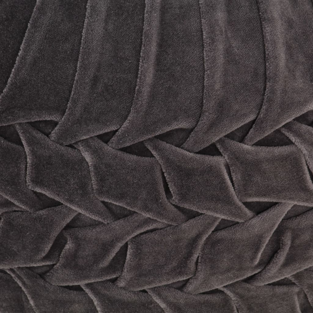 vidaXL pufs, kokvilna, samta izskats, 40x30 cm, antracītpelēks