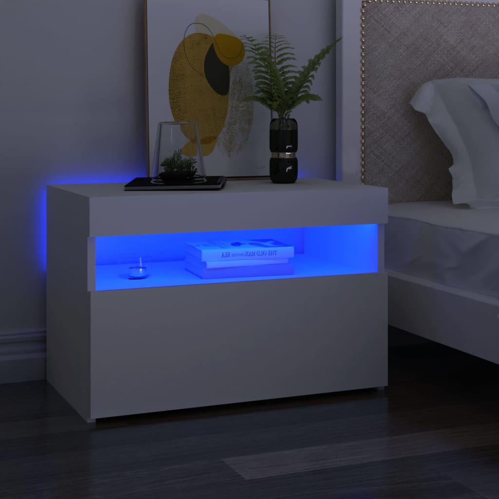 vidaXL TV galdiņš ar LED lampiņām, 60x35x40 cm, balts