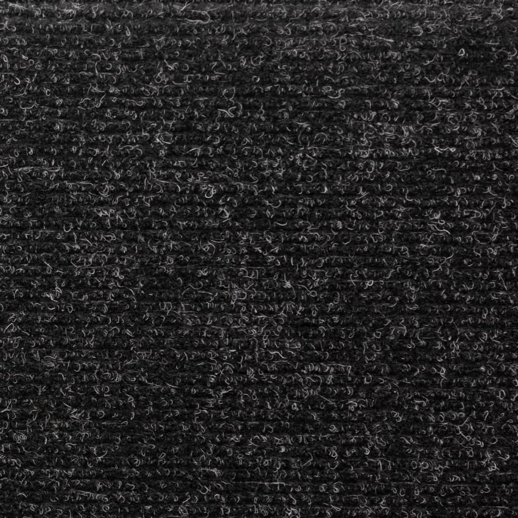 vidaXL kāpņu paklāji, 15 gab., adatu perforēti, 65x21x4 cm, melni