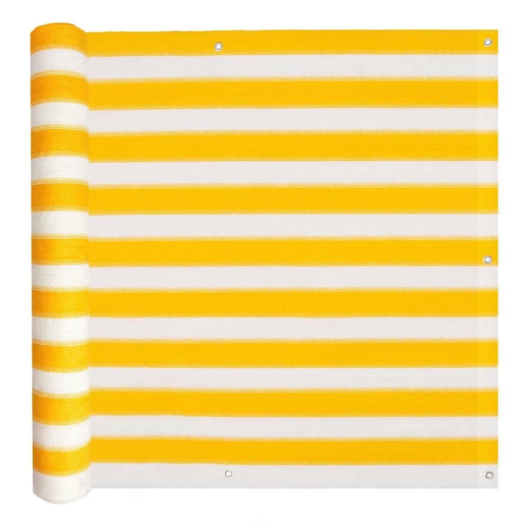 vidaXL balkona aizslietnis, 75x400 cm, dzeltens un balts HDPE