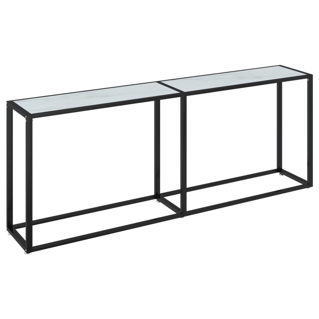 vidaXL konsoles galdiņš, marmora raksts, 200x35x75,5 cm, rūdīts stikls