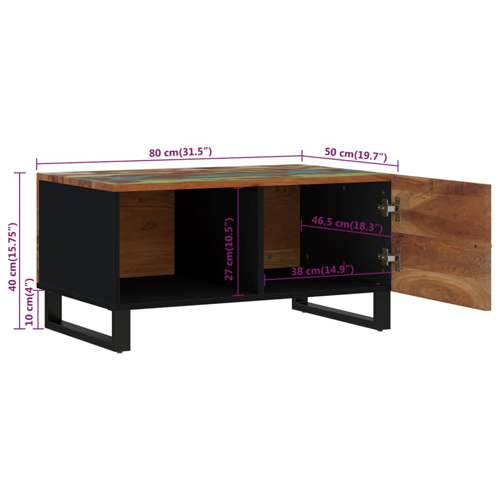 vidaXL kafijas galdiņš, 80x50x40 cm, masīvkoks, inženierijas koks