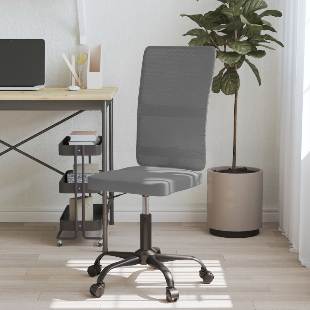 vidaXL biroja krēsls, regulējams augstums, pelēks, sietveida audums