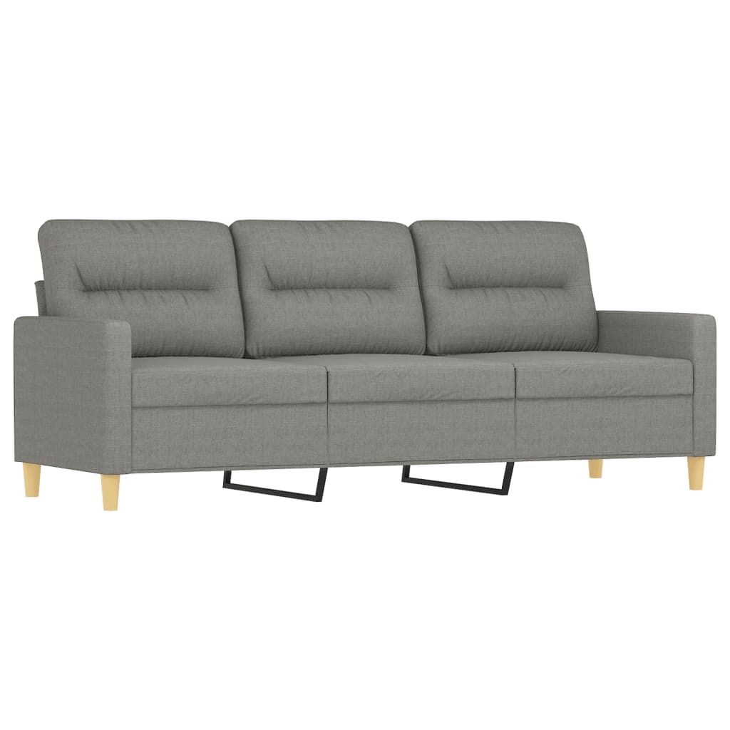 vidaXL trīsvietīgs dīvāns ar spilveniem, tumši pelēks, 180 cm, audums