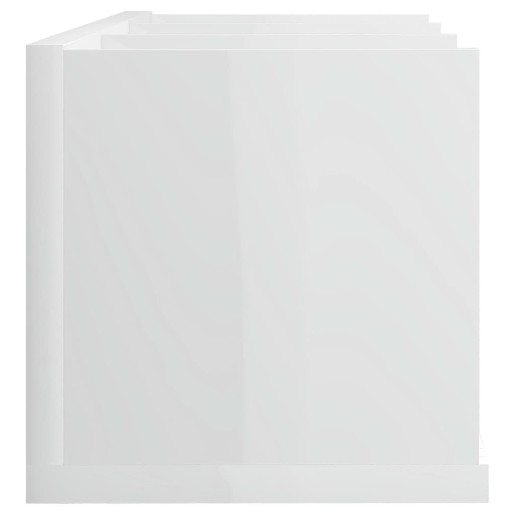 vidaXL CD sienas plaukts, spīdīgi balts, 75x18x18 cm, skaidu plāksne