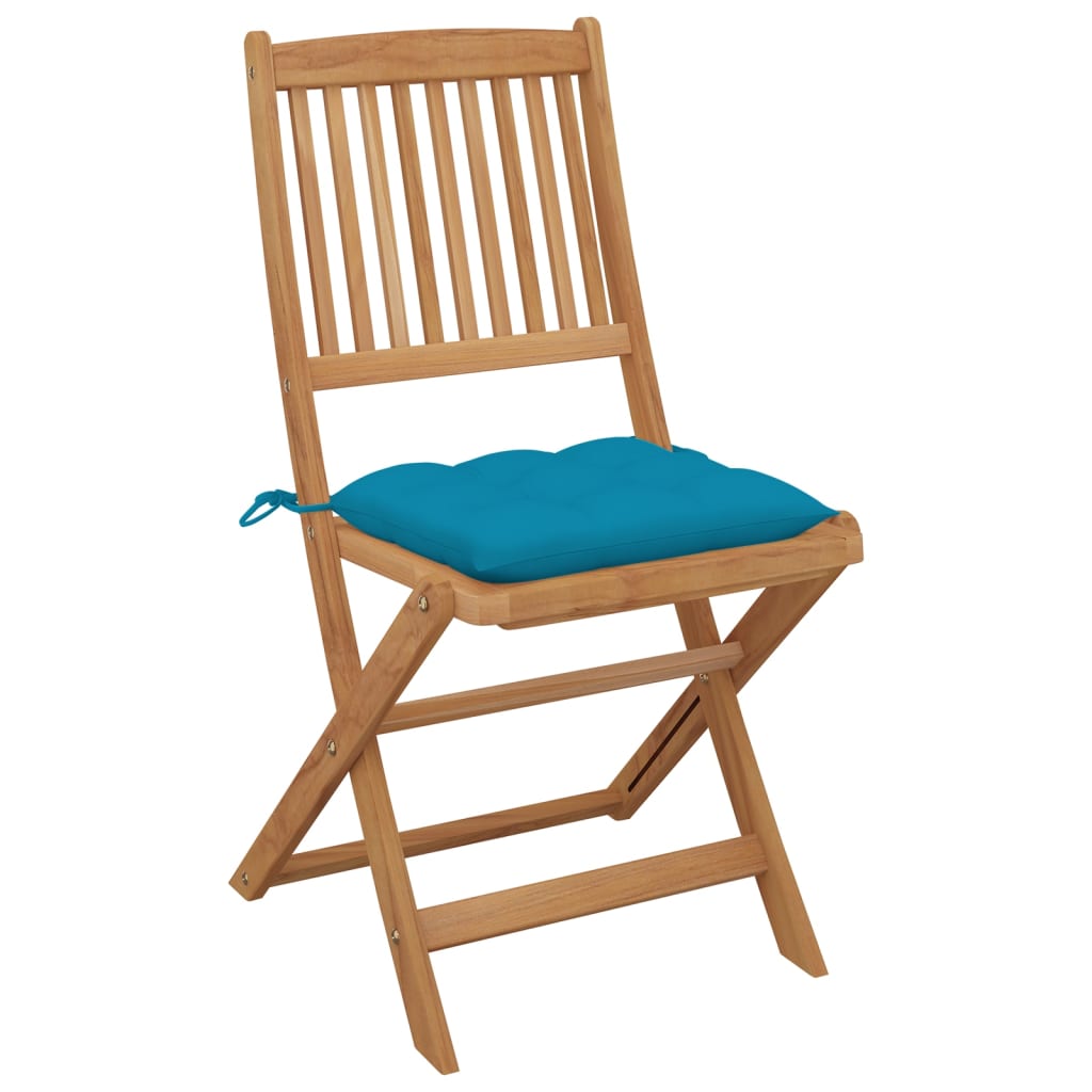 vidaXL saliekami dārza krēsli ar spilveniem, 8 gb., akācijas masīvkoks