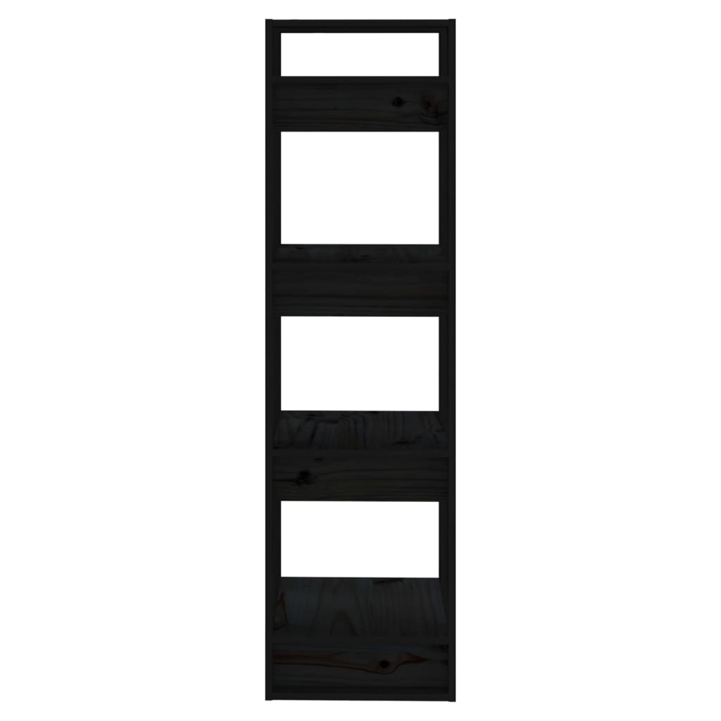 vidaXL grāmatu plaukts, melns, 41x35x125 cm, priedes masīvkoks