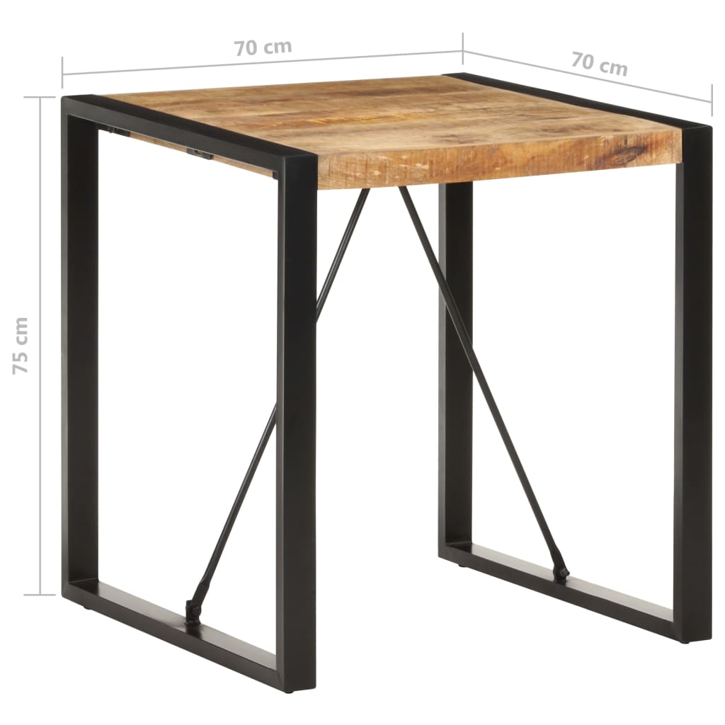 vidaXL virtuves galds, 70x70x75 cm, neapstrādāts mango masīvkoks