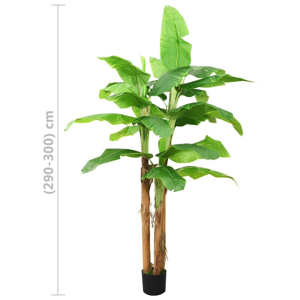 vidaXL mākslīgais augs, banānkoks ar podiņu, 300 cm, zaļš